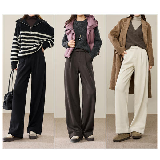 【仿羊绒复绒-直筒裤】逸阳冬加绒加厚高腰显瘦保暖西装阔腿休闲裤1920 商品图4