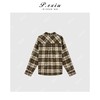 04-6潘依绣丁丁宠粉复古撞色毛呢格子韩系减龄衬衫外套 Q3441 商品缩略图1