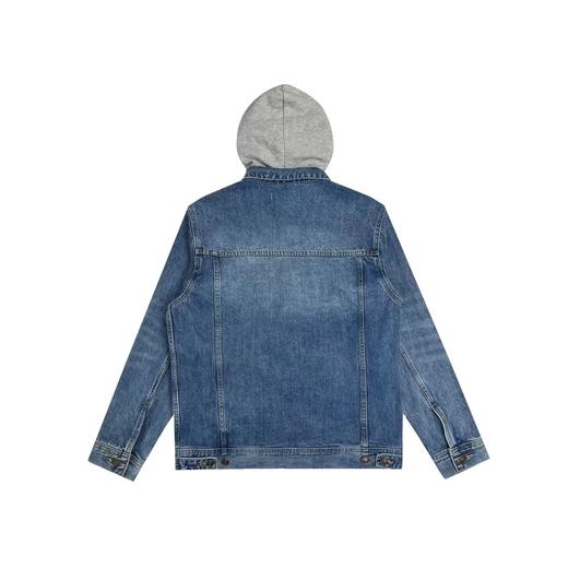 F011218新款假两件拼接连帽印花牛仔外套男女同款 商品图9