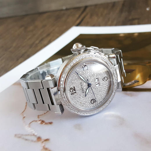 【95新】CARTIER 卡地亚W31044M7自动机械机芯日期显示35MM（女款）帕莎系列精钢/后镶钻石表圈 241225TJ21 商品图4