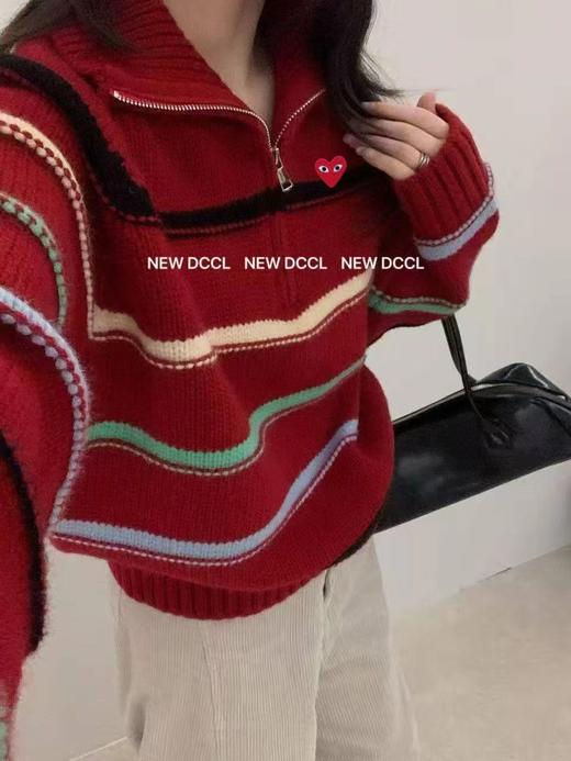 F011263日系秋冬氛围感半拉链宽松针织毛衣 商品图1