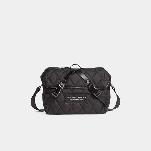 DSQUARED2 男士 Heritage Messenger系列 字母徽标贴片绗缝单肩包 黑色 PTM0023 11702380 2124 商品图0