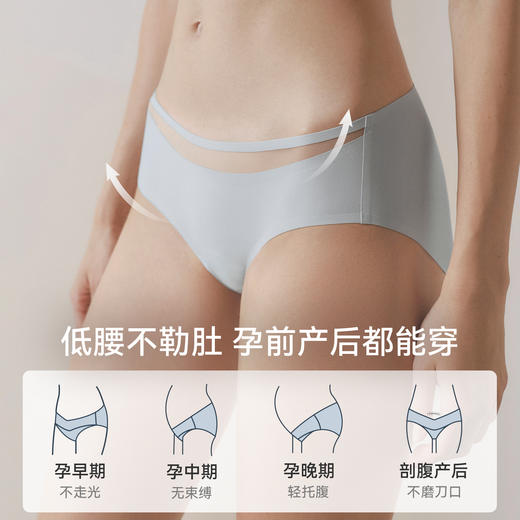 【红品限定】嫚熙超皮孕妇低腰内裤孕早中晚期透气网纱桑蚕丝短裤 商品图4