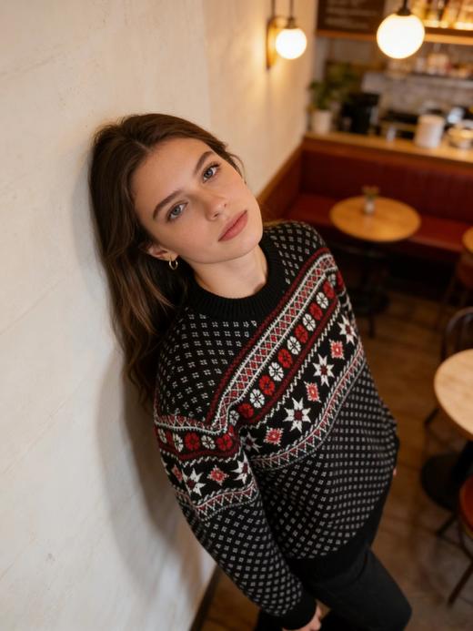 F011250复古提花限定秀款羊毛拼色毛衣针织衫 商品图5