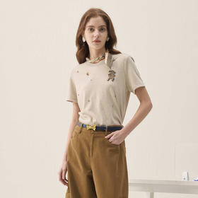 谜底原创T恤短袖2026年春季新品钉钻缝珠趣味章仔百搭女261MT0214