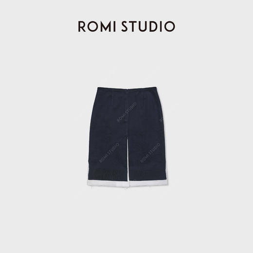 ROMI STUDIO“文艺分子”桑蚕丝混纺白边针织直筒半裙RWCSXT6795 商品图1