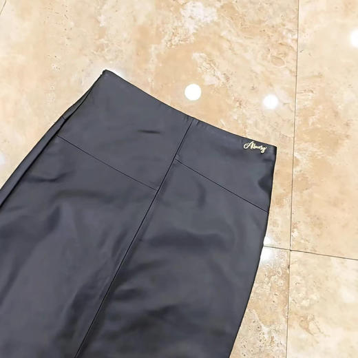 丁摩 真皮皮裙女中超长款绵羊皮半身直筒包臀裙Q2228 商品图2
