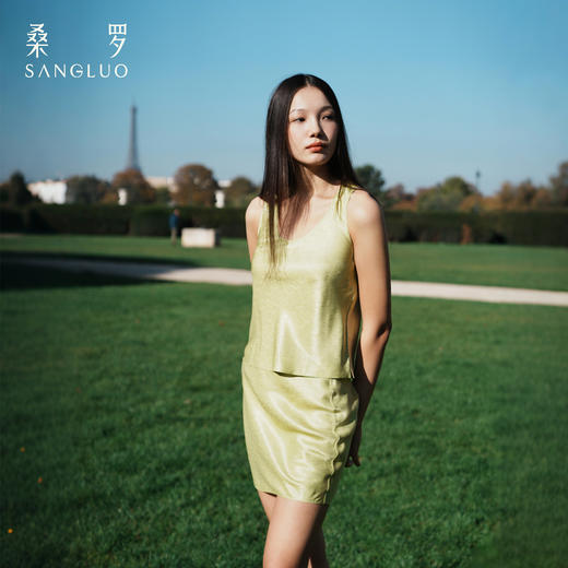 摩登女郎』桑罗纯色背心短裙套装桑蚕丝女法式高级感套装可选 商品图1