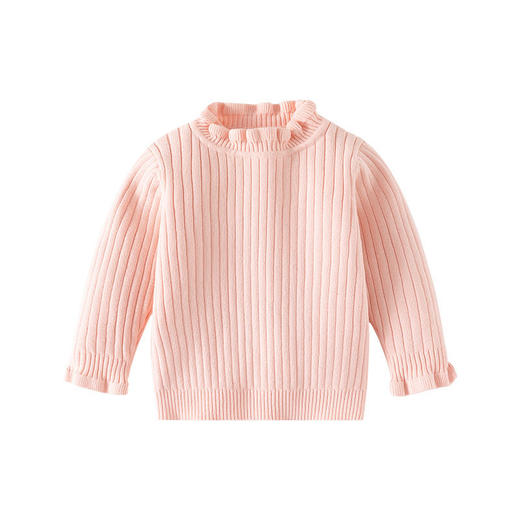 花边领小女孩套头毛衣A类针织高领女童毛衣秋冬柔软女童打底毛衣 商品图4