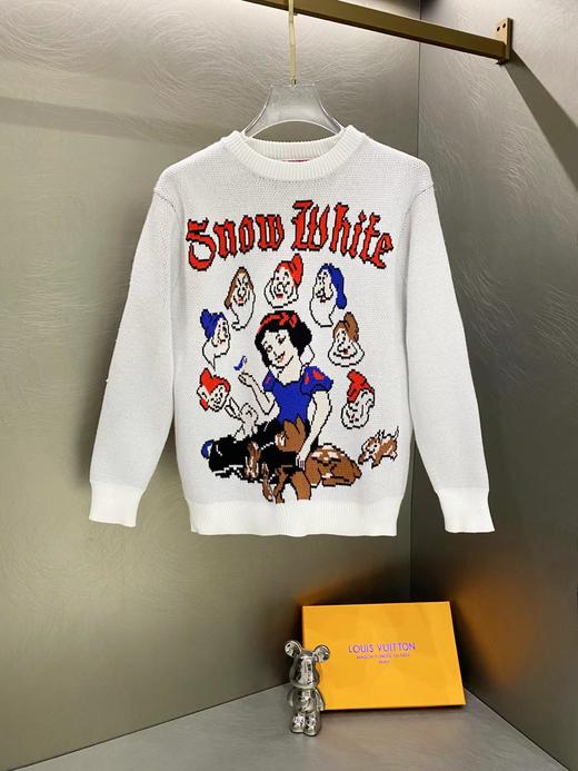 F011219联名款白雪公主图案提花圆领套头毛衣男女同款 商品图0