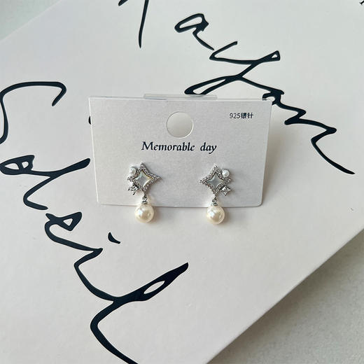 复古贝母四盲星珍珠吊坠银针耳环-纪念日百货门店同款167443604 商品图3