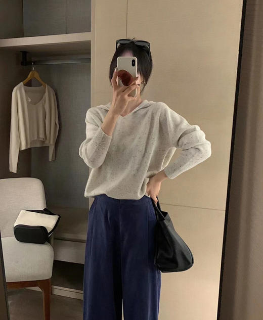 老米优品🎈3-5天《100%澳洲羊毛连帽套头毛衣》无缝一体工艺，点子纱自带肌理感，杂色羊毛织出的松弛氛围感~内搭单穿都很美！MY260112A 商品图13