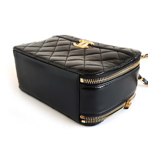 【95新】CHANEL香奈儿黑金油蜡皮手柄方盒子相机包单肩包女士 060126NJS29 商品图6