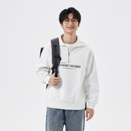 gxgjeans 男装情侣款拉链半开襟卫衣2025秋款日常通勤运动百搭男士套头卫衣K&C 商品图1