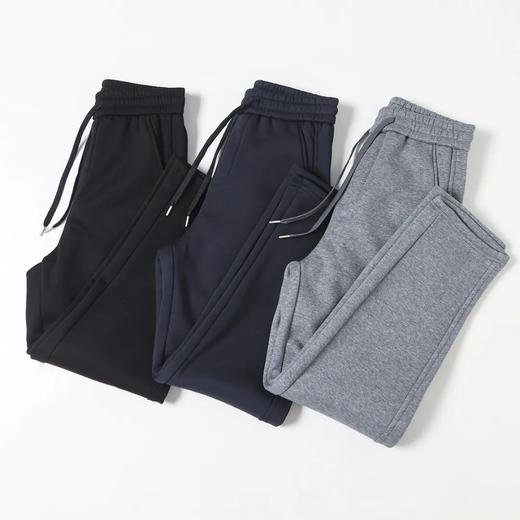 F011202加绒加厚冬季保暖简约基础百搭男士纯色休闲时尚卫裤长裤 商品图7