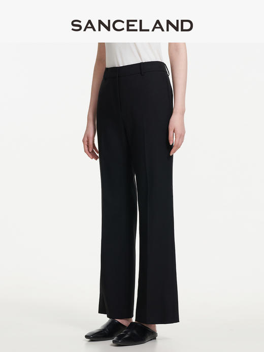 三石一澜SANCELAND女装春季精纺绵羊毛微喇裤SK12103032 商品图0