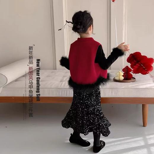 【匠心面料亲肤自然❗️挺括有型舒适柔软】2026新年春节过年服女童新款冬装新中式红色新年衣服公主裙套装儿童拜年服。jc 商品图2
