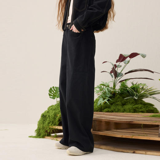 谜底工装直筒裤长裤2026年春季新品时髦洗水侧缝前移女261MK0069 商品图1