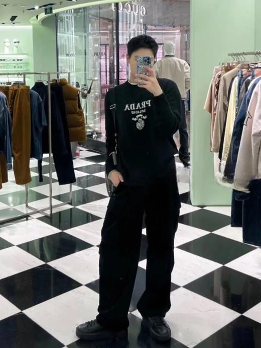 F011214精典三角标提花字母logo大标情侣圆领针织毛衣 商品图3