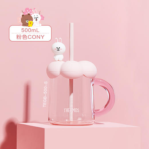 6926497308334 膳魔师THERMOS 玻璃杯LINE FRIENDS联名泡泡花朵吸管杯 商品图1