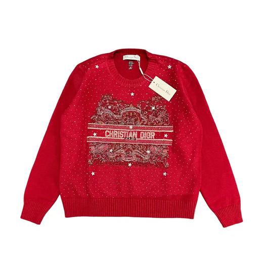 F011213节日限定大刺绣贴钻针织女款圆领毛衣 商品图5