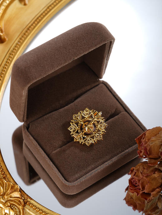 子佩集【荣耀芳华】珍珠惜王妃胸针【XXXZ251】6.5mm珠镀金雪花三叶莲2601 商品图4