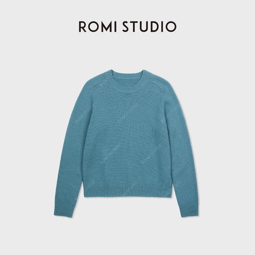 ROMI STUDIO 100%绵羊毛轻盈柔软复古圆领套头毛衫 RWDSST1829 商品图1