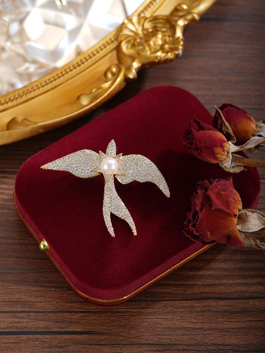 子佩集【星海遨游】珍珠惜王妃胸针【XXXZ247】6.5mm珠镀金海鸥五角星2601 商品图2