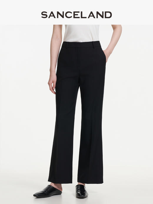 三石一澜SANCELAND女装春季精纺绵羊毛微喇裤SK12103032 商品图1