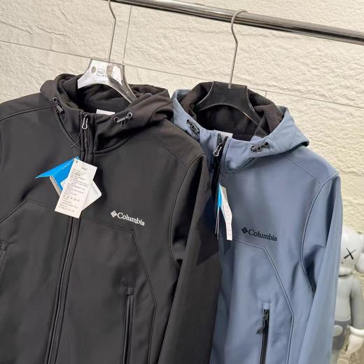 F011221软壳加绒冲锋衣情侣款防水防风休闲连帽内里加绒加厚外套 商品图5