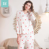 春上新爱帝女式丝滑缎面仿真丝爱心小印花长袖家居服套装 商品缩略图1