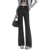 百媚生 【加绒加厚喇叭裤】高弹显瘦裤子女冬高腰黑色休闲长裤Y8876 商品缩略图4