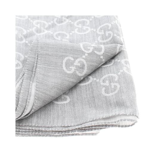 GUCCI 女士羊毛真丝围巾 165904 浅灰色 商品图2