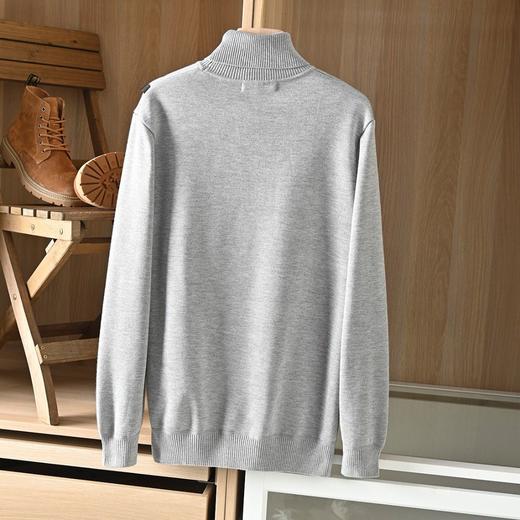 汤米2026秋冬男士经典纯色刺绣小标高领打底毛衣 商品图4