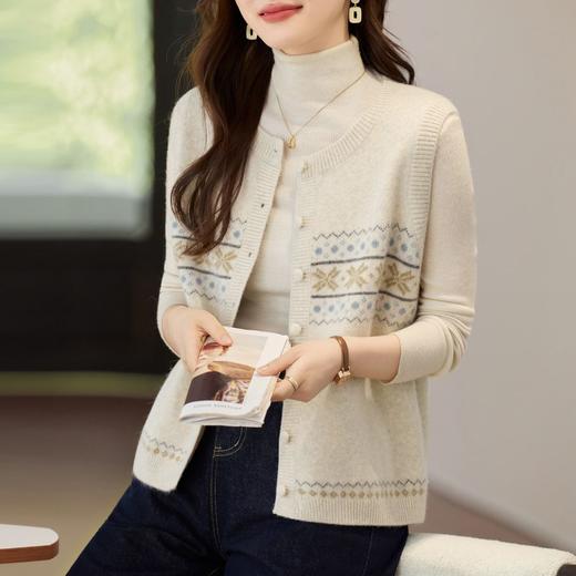 百媚生 针织开衫毛衣马甲女外套红色上衣马夹S92549011 商品图2