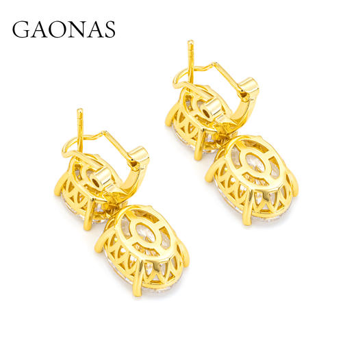 GAONAS  经典璀璨贵气双石蛋形耳环11827EW 商品图2