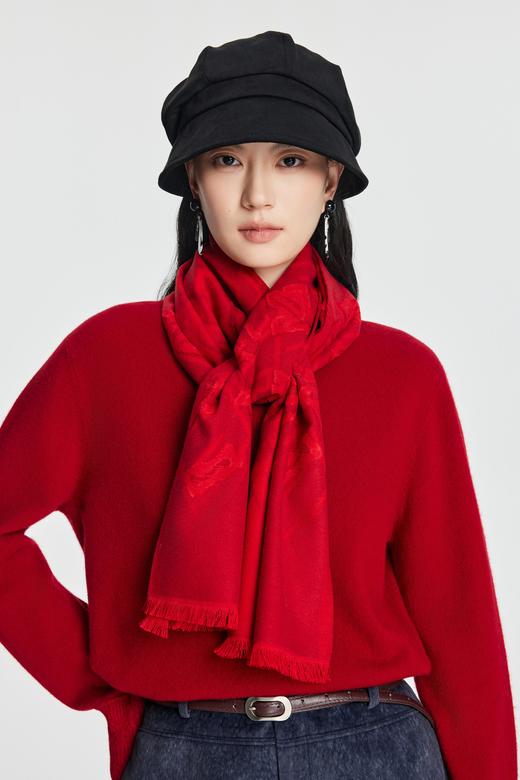 满百减十 | 凯喜雅冬季真丝拉绒双面围巾《绫绮锦绣》30*180cm 商品图1