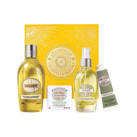 【保税直发】Loccitane 欧舒丹 杏仁身体套装（沐浴油250ml+美肤油100ml+杏仁护手霜30ml+杏仁磨砂皂50g） 【2028/4/2】