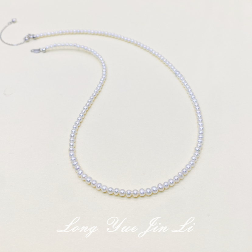 S925珍珠项链（淡水）；3-4mm