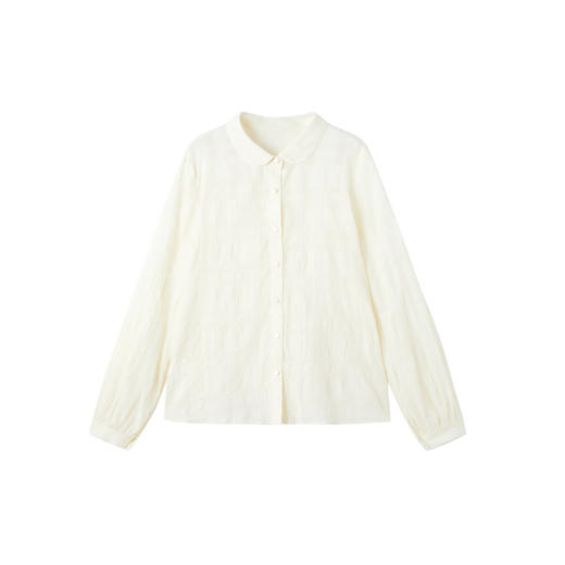 谜底立体提花衬衣长袖2026年春季新品奶油色雅致衬衫女261MC0242 商品图4