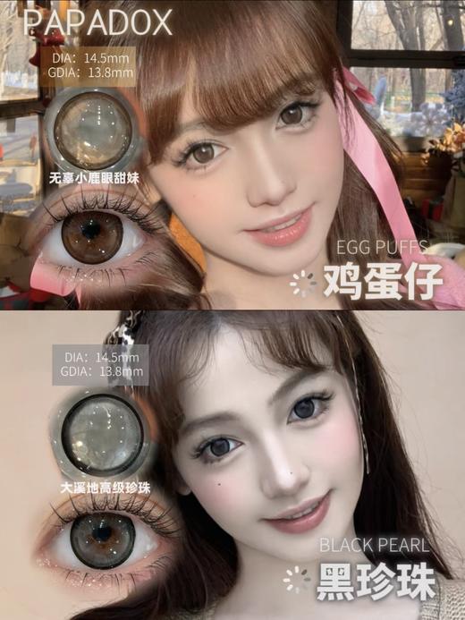 papadox日抛 鸡蛋仔 棕/黑珍珠 黑 14.5mm 日抛无售后 日常大黑环大棕环 商品图0