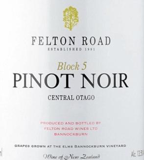 Felton Road Block 5 Central Otago Pinot Noir飞腾伯乐五黑皮诺红葡萄酒2022 商品图0