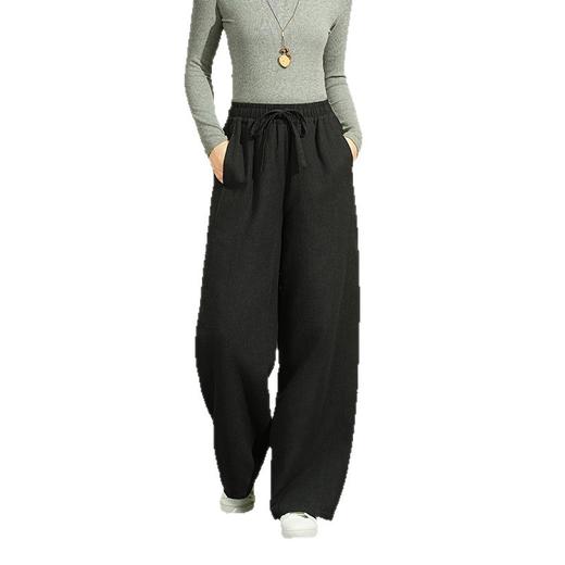 百媚生 天丝苎麻棉裤25冬新款直筒裤防寒保暖加棉女裤TDA-8832 商品图4