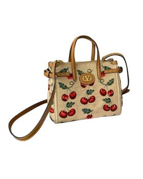 提花拉菲草皮革手提斜挎包zo023