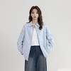西遇蓝色条纹衬衫女2026年春季新款韩版宽松休闲polo领上衣SS060075 商品缩略图0