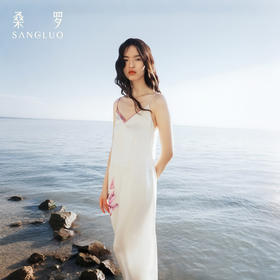 东方鸢尾』桑罗假两件V领吊带裙桑蚕丝女睡裙可外穿