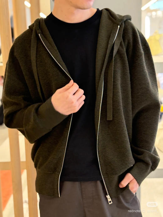 112-1 独家圆正 lew 一博同款 刺绣徽标 羊毛圈圈纱 男女同款拉链连帽衫 老朱穿S 商品图6