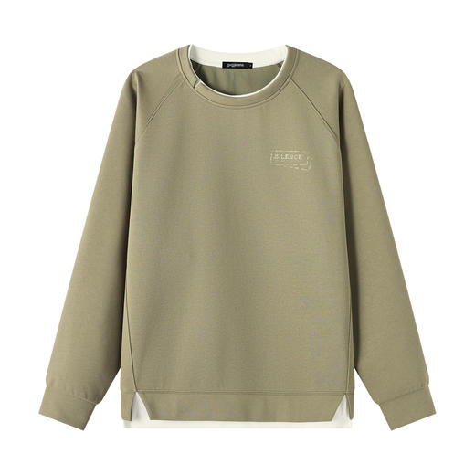 gxgjeans 男装撞色拼接假两件男士圆领卫衣2025秋款宽松日常通勤校园打底衫K&C 商品图6