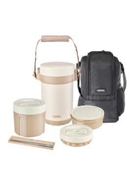 6926497340761 膳魔师THERMOS 不锈钢保温饭盒便携大容量多层上班族带饭保温桶TCBG-2000F【燕麦色(BR)】