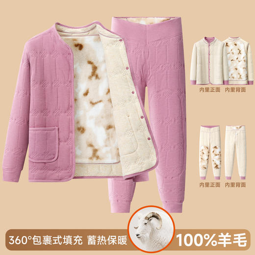 【冬季护背+护膝】家居服男女中老年羊毛加绒加厚套装妈妈爸爸保暖睡衣 商品图2